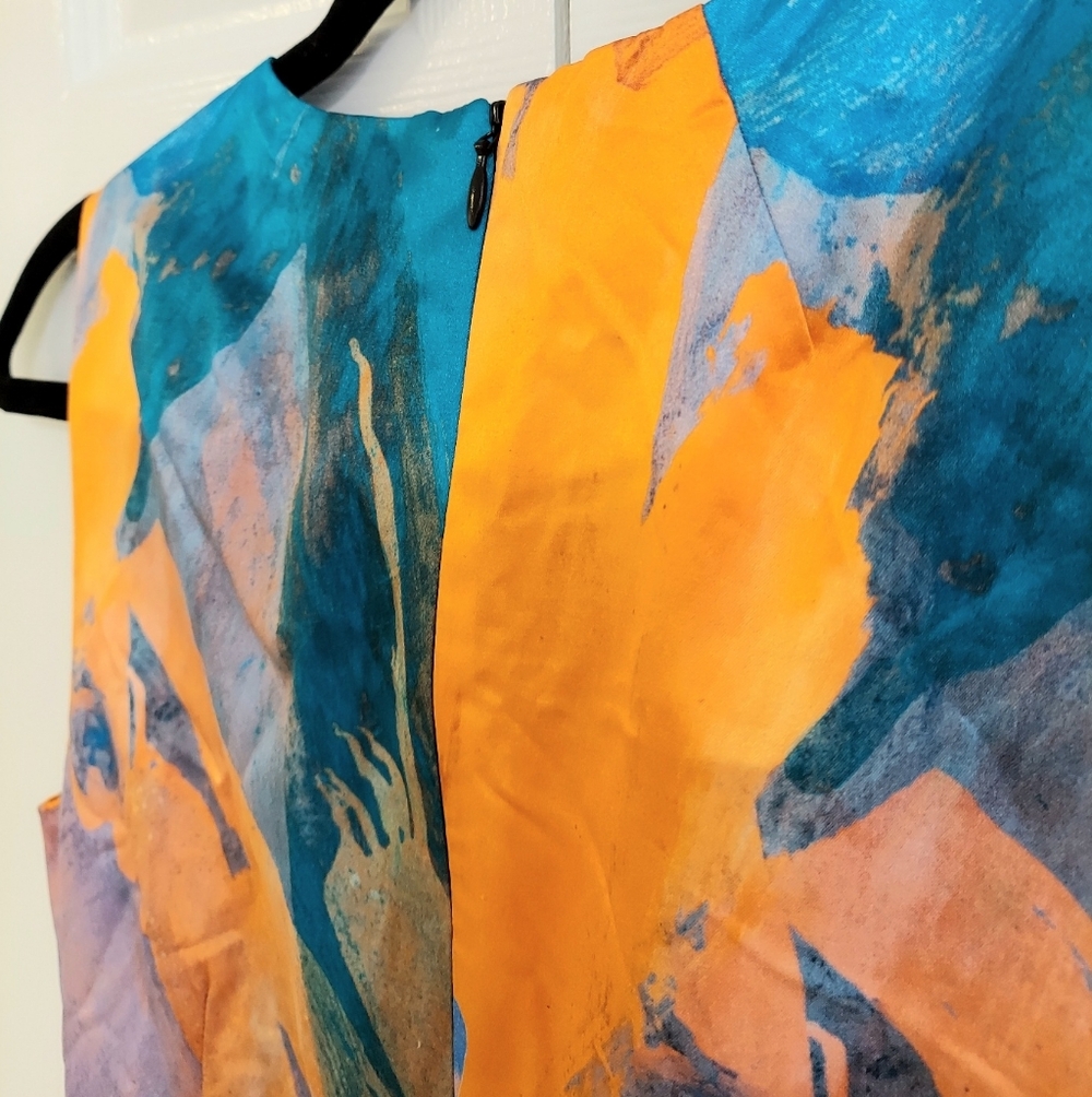 MILLY Dress, NEW! Size 2, SILK,‎ Abstract, colorful sheath - Picture 9 of 13